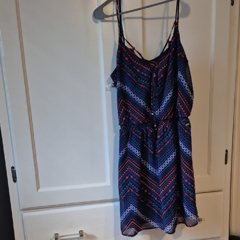 Guess Black and Blue Geometric Dress
